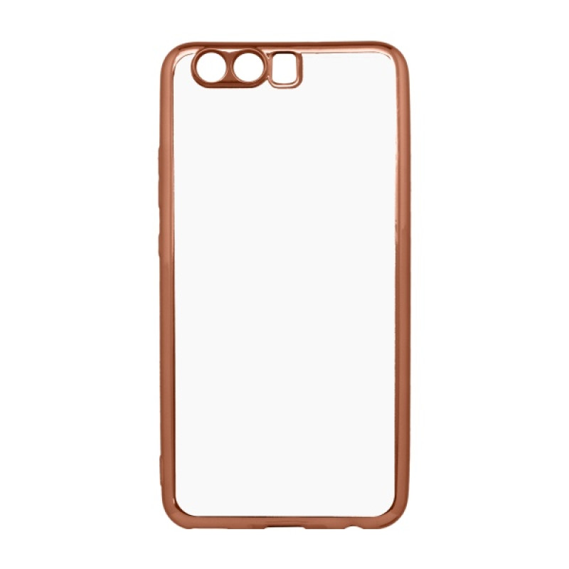 Gumené puzdro Huawei P10 priehľadné, medený rám
