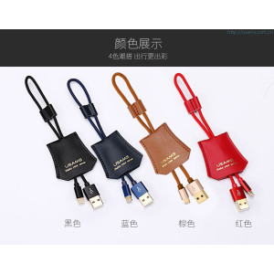 USAMS SJ117 Kožený Datový Kabel Lightning LD Black (EU Blister)